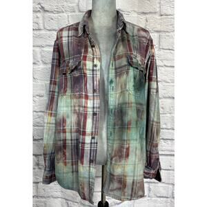 Reworked/upcycled flannel shirt- SKU B2014